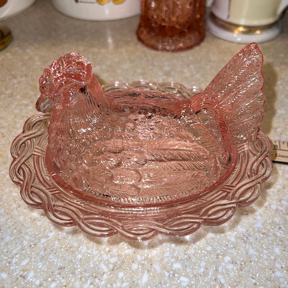 Fenton Other Vintage Fenton Light Pink Chicken Nesting Candy Dish